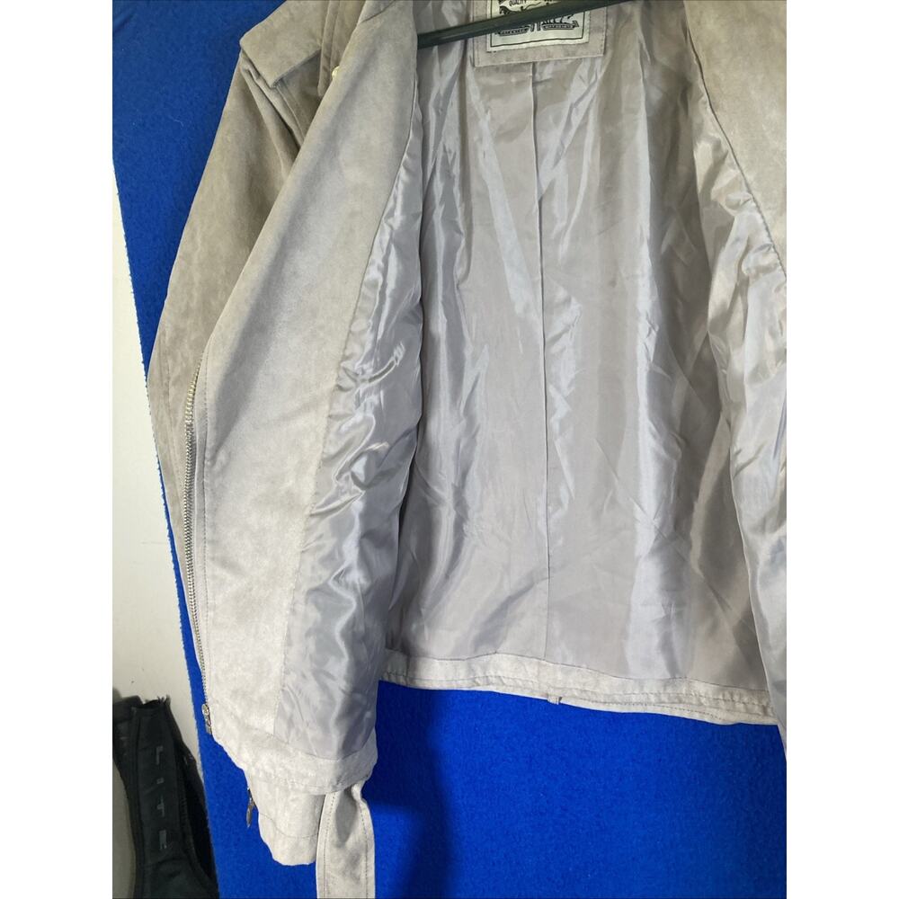 Levi Strauss & Co Womens Size 1X size 16-18 Faux Leather Moto Biker Jacket Grey - Picture 9 of 16